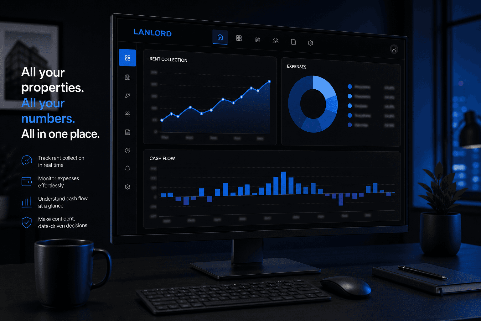 Connected systems dashboard for accounting and property operations