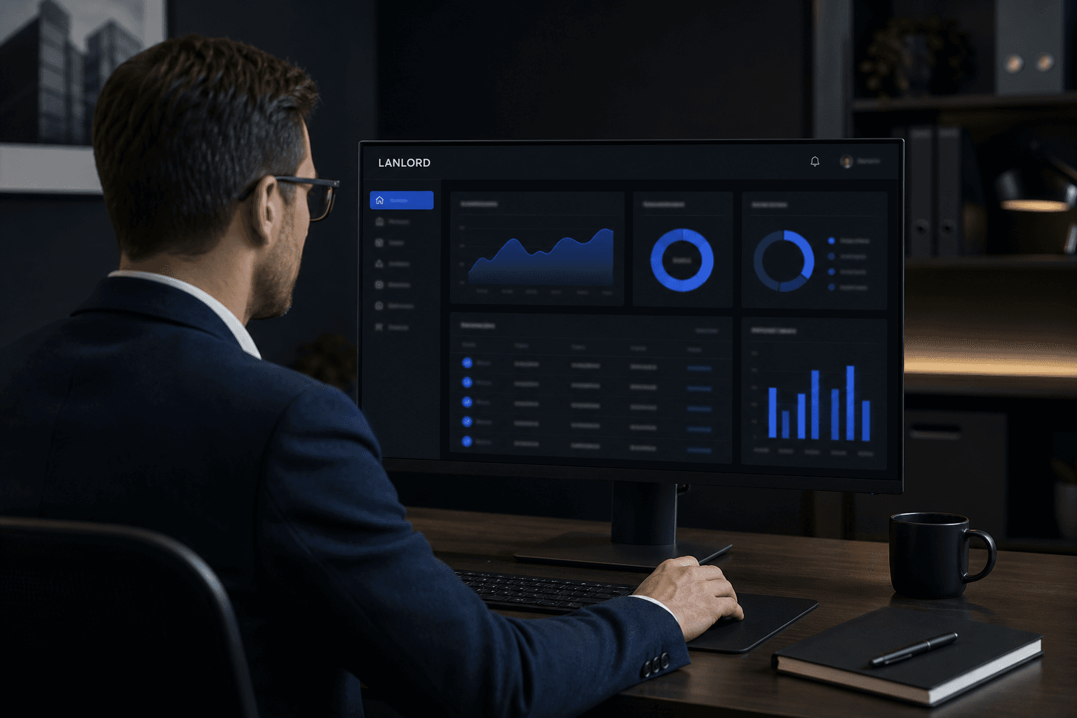 Property manager using a multi-property operations dashboard for tenants and maintenance